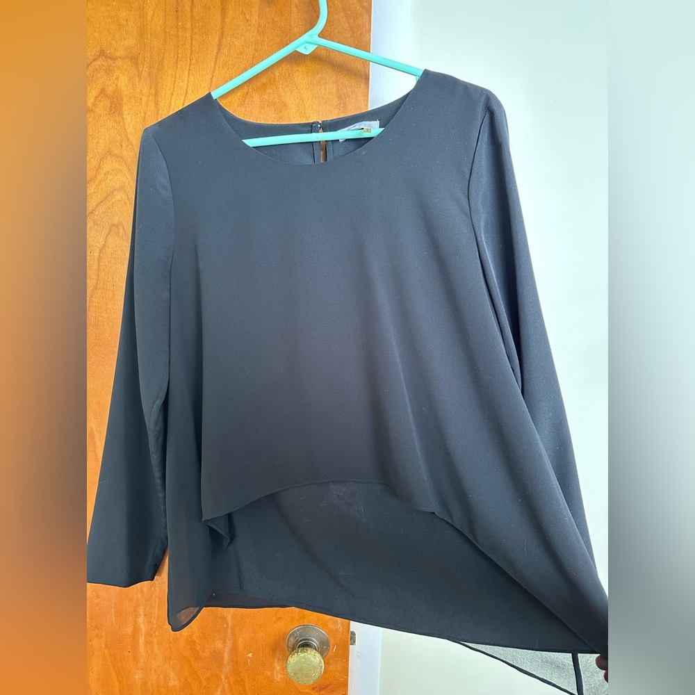 1. State Black Overlay Blouse Medium